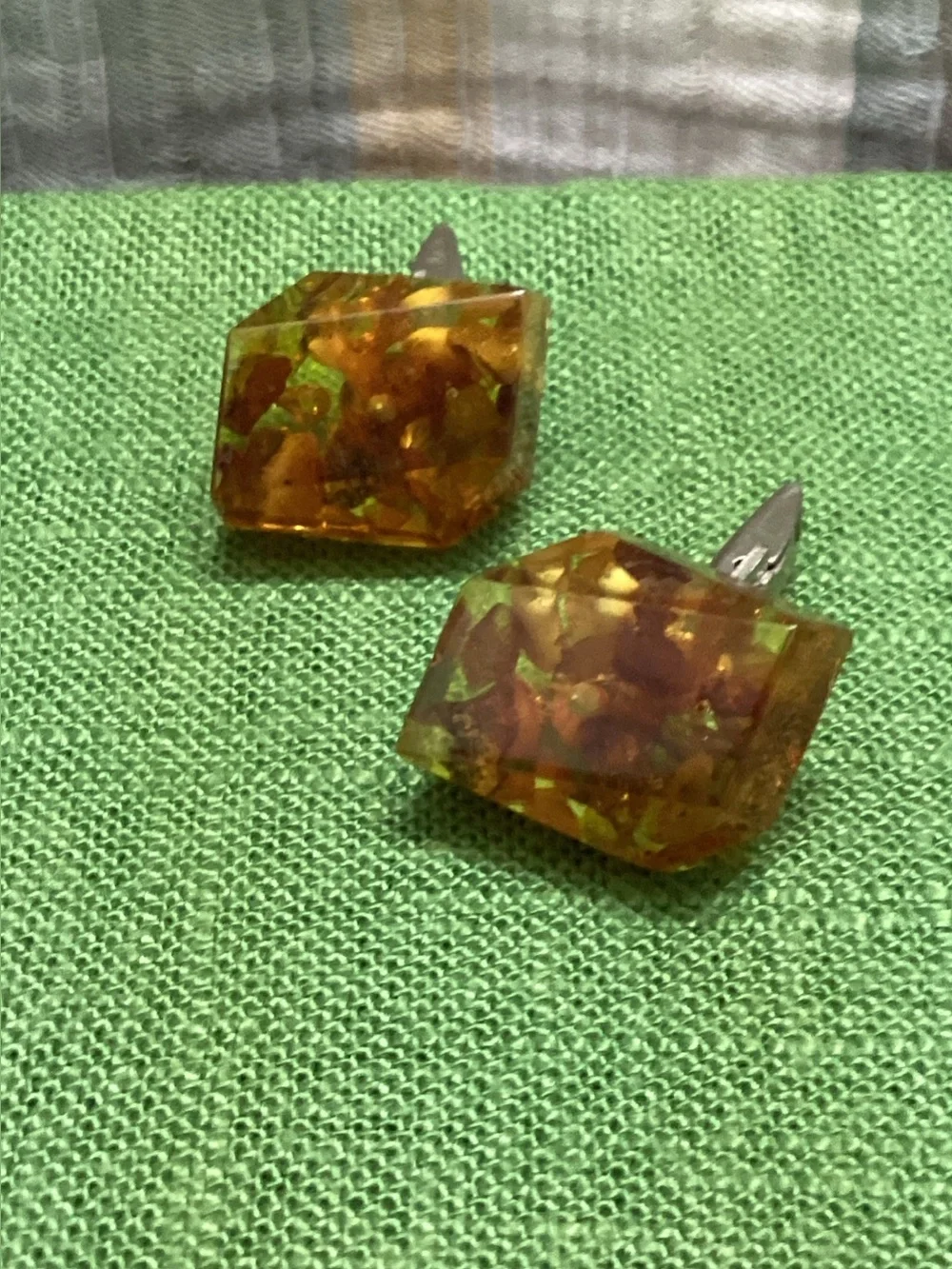 Vintage Baltic amber cufflinks marked  “MET” Mid-century modern Academia